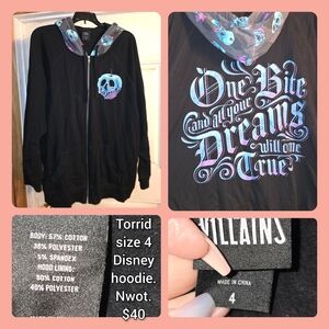 Disney Black Hoodie with Blue and Purple Accents